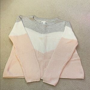 Design History 3 Tone Knit Sweater With Zipper, Size XL NWOT